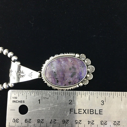 Navajo Purple Charoite Pendant Necklace | Sterling Silver | Authentic Native American Handmade | 10087