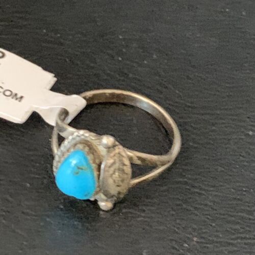 Navajo Blue Turquoise Ring | Sterling Silver | Sz 6.5 | Authentic Native American Handmade | 10782