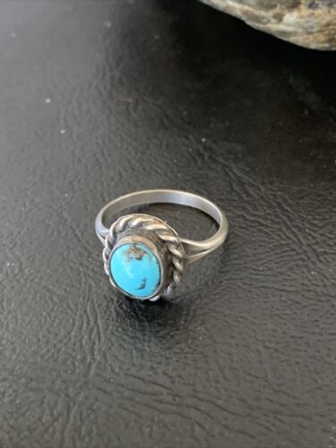 Southwestern Old Pawn Navajo Blue Turquoise Ring | Sterling Silver | Sz 5.5 | 10775