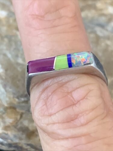 Navajo Blue Turquoise Purple Sugilite Opal Inlay Ring | Sz 7 | Authentic Native American Handmade | 11150