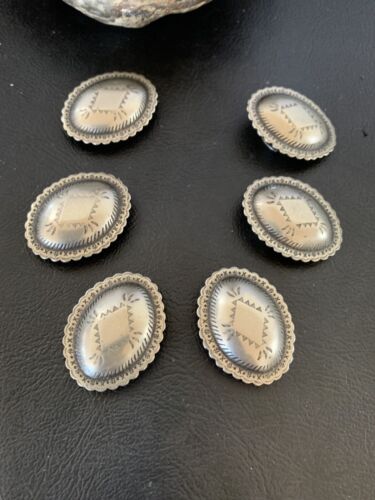 Southwestern Sterling Silver Button Covers | Navajo | 1.25" | Set of 6 | Authentic Native American Handmade | 12350