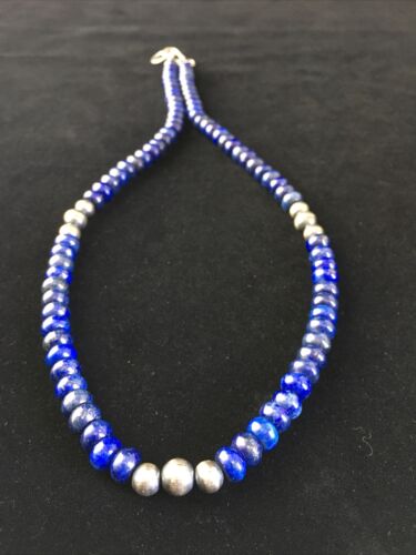 Native American Men's Lapis Lazuli Strand Necklace | Sterling Silver | 20" | 1735