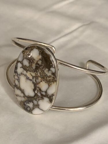 Native American Women's Wild Horse Turquoise Cuff Bracelet | Sterling Silver | 10499