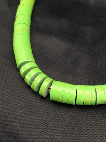 Authentic Native American Santo Domingo Green Gaspeite Necklace | Sterling Silver | 20" | 10459
