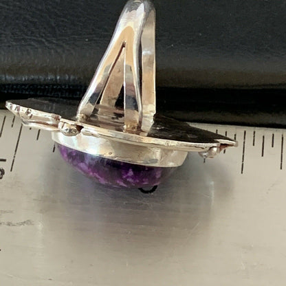 Navajo Purple Sugilite Ring | Sterling Silver | Sz 7.5 | Authentic Native American Handmade | 10440