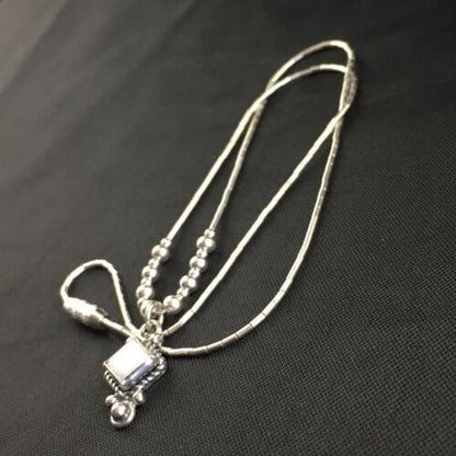 Native American Opal Beads Necklace | Sterling Silver | Opal Inlay Pendant | 15" | 10134