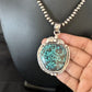 Men's Blue Spiderweb Turquoise Necklace Pendant | Navajo Sterling Silver | Authentic Native American Handmade | 14258