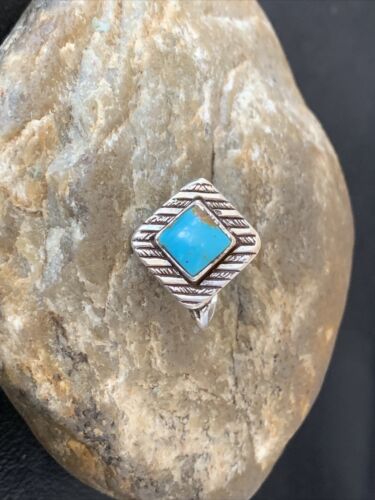 Navajo Blue Turquoise Ring | Sterling Silver | Sz 6.5 | Authentic Native American Handmade | 10776