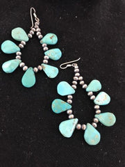 Blue Turquoise Teardrop Earrings | Navajo Sterling Silver | Authentic Native American Handmade