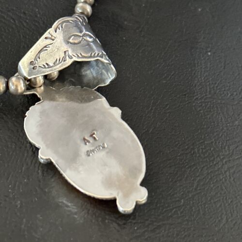 Navajo Orange Spiny Oyster Pendant Necklace | Sterling Silver | Authentic Native American Handmade | 14685