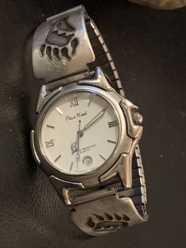 Authentic Native American Hopi Sterling Silver Watch Tips Band | Bear Paw Design | Vintage Men's Jewelry | Old Pawn | 1446