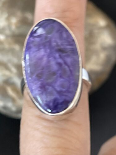 Navajo Purple Charoite Ring | Sterling Silver | Sz 8 Adjustable | Authentic Native American Handmade | 10571