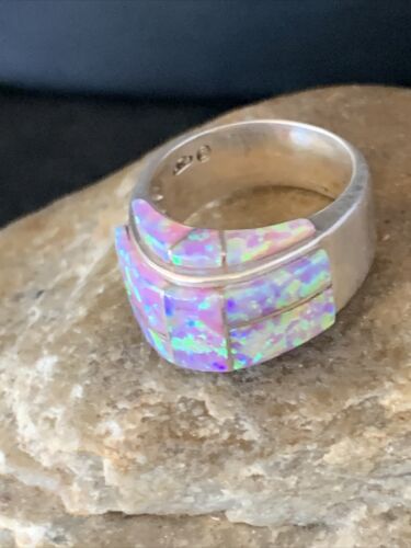 Navajo Pink Opal Inlay Band Ring | Sz 6.5 | Authentic Native American Handmade | 14161