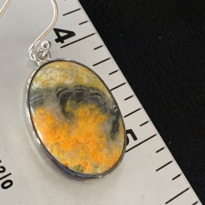 Native American Navajo Bumblebee Jasper Earrings Set | Sterling Silver | Handmade | 12028