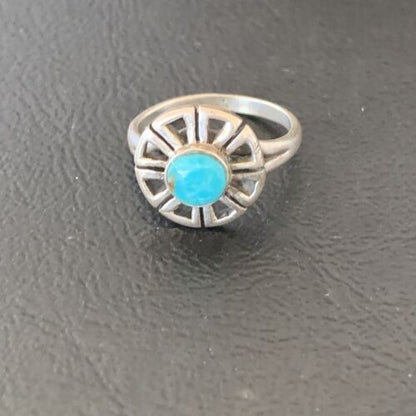 Native American Women's Navajo Blue Turquoise Inlay Ring | Sz 5 | Authentic Handmade | 11172 - Masha USA