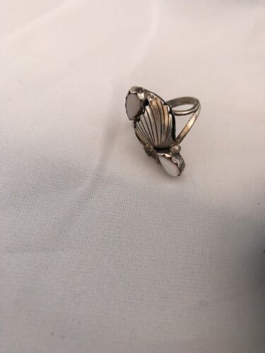 Navajo Pink Feather Mother of Pearl Multi-Stone Ring | Authentic Native American Sterling Silver | Multi-Stone | Sz 5 | 3845
