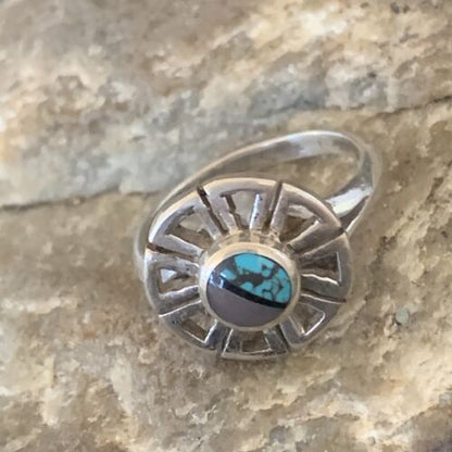 Native American Women's Navajo Blue Turquoise Sugilite Inlay Ring | Sz 6 | 11179