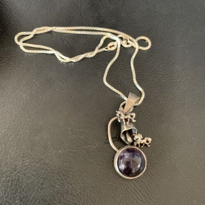Navajo Black Onyx Inlay Pendant | Sterling Silver | Authentic Native American Handmade | 12934