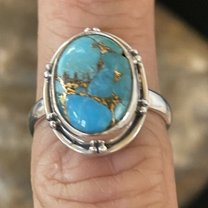 Mojave Native American Navajo Blue Turquoise Ring | Sterling Silver | Sz 7 | 11416