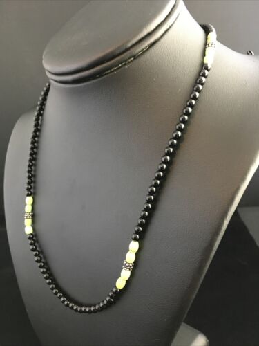 Native American Design Black Onyx Men's Necklace | Sterling Silver | 18" | 10014