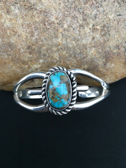 Native American Turquoise Cuff Bracelet | Navajo Sterling Silver | Handmade | 4745