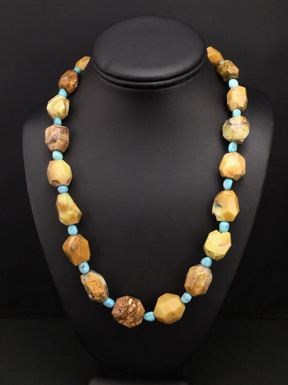 Native American Turquoise Nugget Necklace | Navajo Sterling Silver | 19" | 1139 - Masha USA