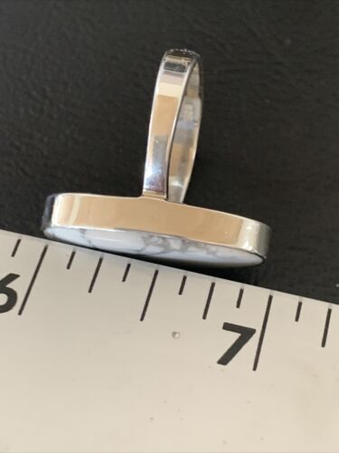 Native American Women's Navajo White Howlite Ring | Sterling Silver | Sz 8 | 11605