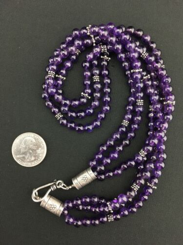 Native American Navajo 3-Strand Amethyst Necklace | Sterling Silver | 19" | 1328