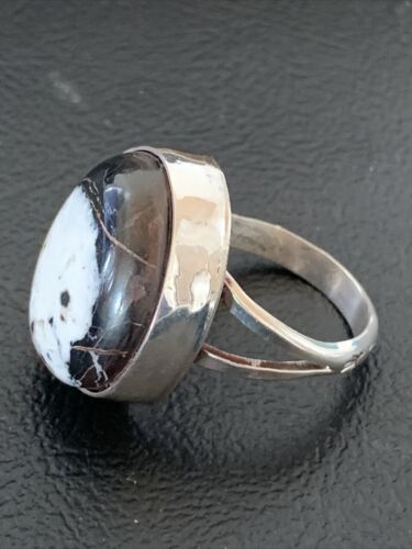 Native American Men's Navajo White Buffalo Turquoise Ring | Sterling Silver | Sz 8 | 1824