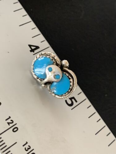 Zuni Blue Kingman Turquoise Snake Earrings | Sterling Silver | Authentic Native American Handmade | 12040