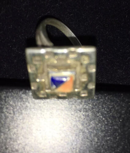 Navajo Multi-Color Lapis & Spiny Oyster Inlay Ring | Sterling Silver | Sz 5.5 | 1784