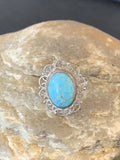 Southwestern Old Pawn Navajo Blue Turquoise Ring | Sterling Silver | Sz 5 | Authentic Native American Handmade | 10781