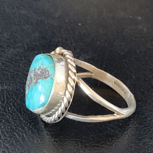 Navajo Blue Kingman Turquoise Ring | Sterling Silver | Sz 9 | Authentic Native American Handmade | 13529