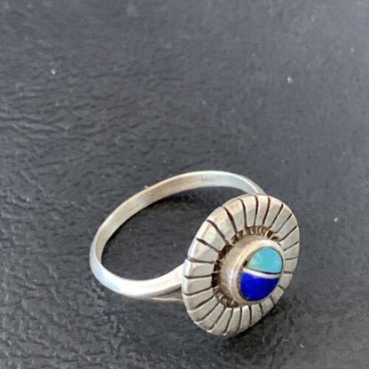 Native American Women's Navajo Blue Turquoise Lapis Inlay Ring | Sz 7 | 11197