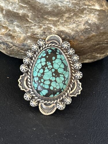 Native American Navajo Blue Spiderweb Turquoise Ring | Sterling Silver | Sz 9 | 01640