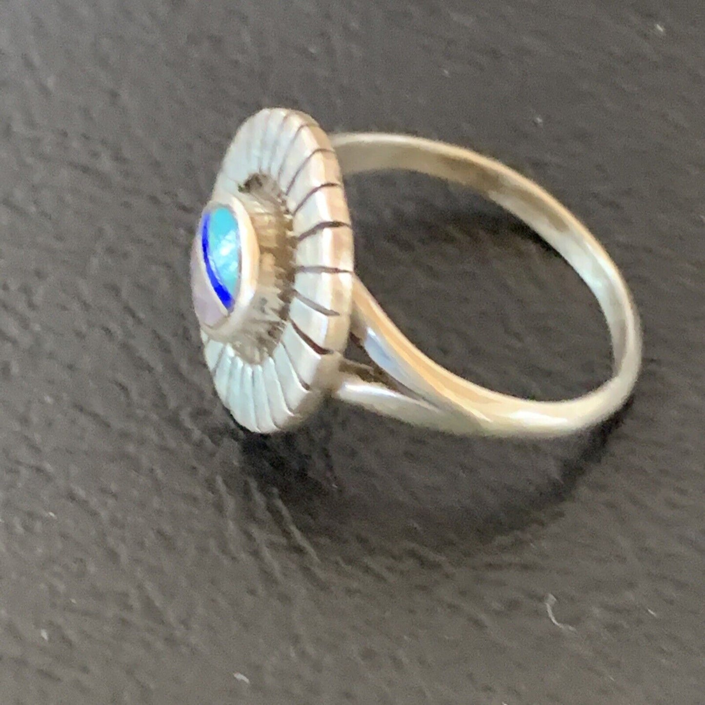 Native American Women's Navajo Blue Turquoise Sugilite Inlay Ring | Sz 8 | 11195