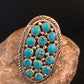 Navajo Kingman Turquoise Cluster Ring | Authentic Native American Sterling Silver | Multi-Stone | Sz 7.5 | 8392