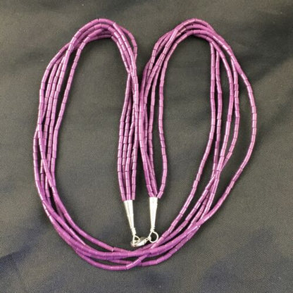 Navajo Sugilite 5-Strand Heishi Necklace | Sterling Silver Tubes | 19" | Authentic Native American Handmade | 10165