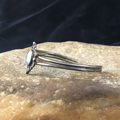 Navajo Pink Opal Cuff Bracelet | Sterling Silver | Authentic Native American Handmade | 10268
