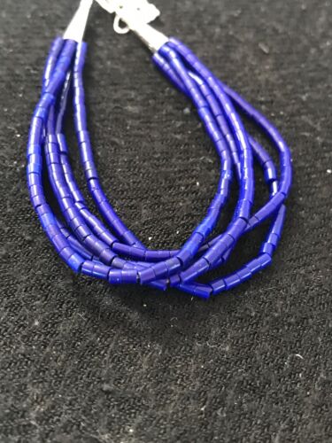 Blue Stabilized Lapis Heishi Bracelet | Sterling Silver | 5-Strand | 7" | 13598