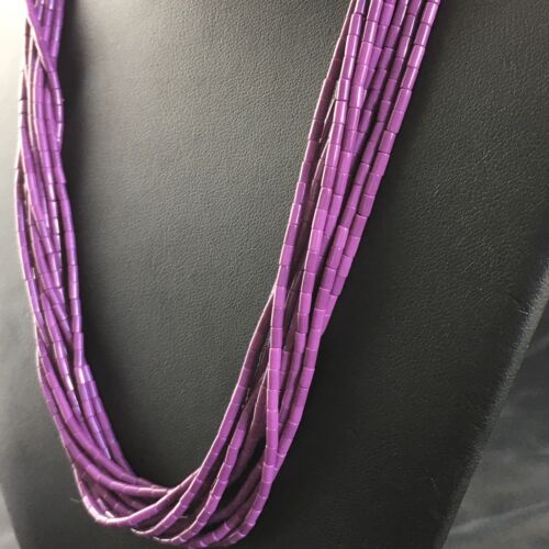 Navajo Sugilite 10-Strand Heishi Necklace | Sterling Silver Tubes | 19" | Authentic Native American Handmade | 10167