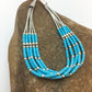 Blue Turquoise Heishi Liquid Silver Bracelet | Sterling Silver | 7" | 5-Strand | 13596