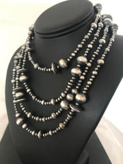 Sterling Silver Navajo Pearls Necklace | 70" | Native American | Southwestern Jewelry | 8503