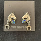 Navajo Blue Lapis & Turquoise Horse Inlay Earrings | Sterling Silver | 1" | Authentic Native American Handmade | 1514