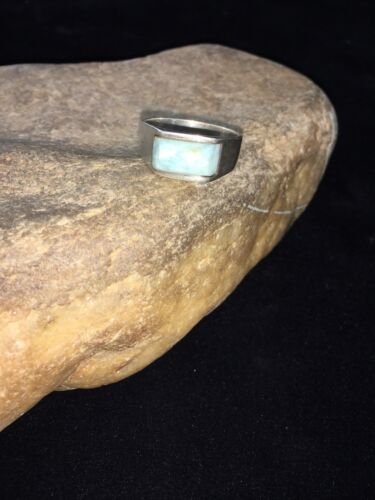 Native American Men's Larimar Inlay Ring | Navajo Sterling Silver | Sz 12 | 1738 - Masha USA