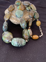 Navajo Graduated Sterling Silver Natural Blue Nugget Turquoise Necklace | Authentic Native American | 22" | 00622
