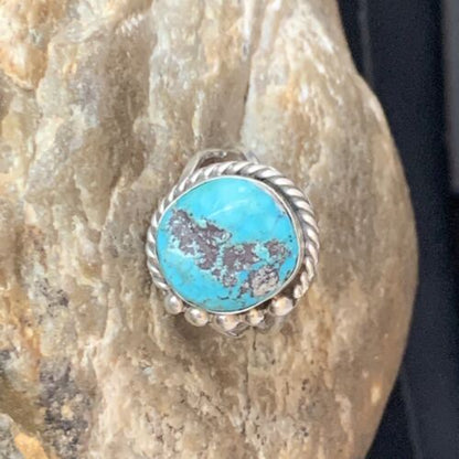 Navajo Blue Kingman Turquoise Ring | Sterling Silver | Sz 9 | Authentic Native American Handmade | 13529