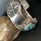 Navajo Sterling Silver Bracelet with Blue Kingman Turquoise | Men's Automatic Seiko Watch Cuff | Authentic Native American Jewelry | 12168