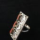 Navajo Red Coral Ring | Sterling Silver | Sz 9 | Authentic Native American Multi-Stone | 10092