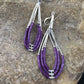 Handmade Liquid Silver Heishi Tube Beads Sugilite Earrings | Sterling Silver | 2" | 1985